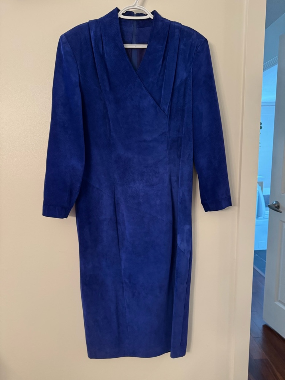 DANIER Leather Vintage Royal Blue Suede Dress, Blazer and Pencil Skirt L/G